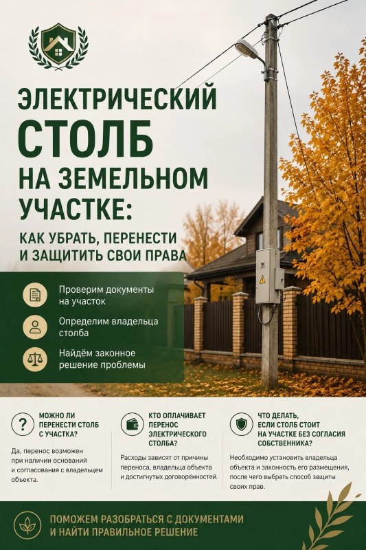 Электрический столб на земельном участке: как убрать, перенести и защитить свои права.