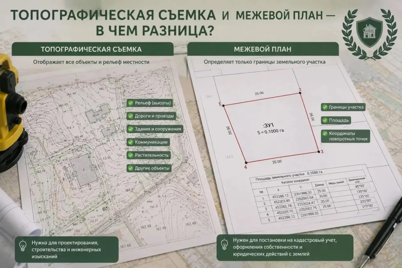 Топографическая съемка и межевой план — в чем разница?
