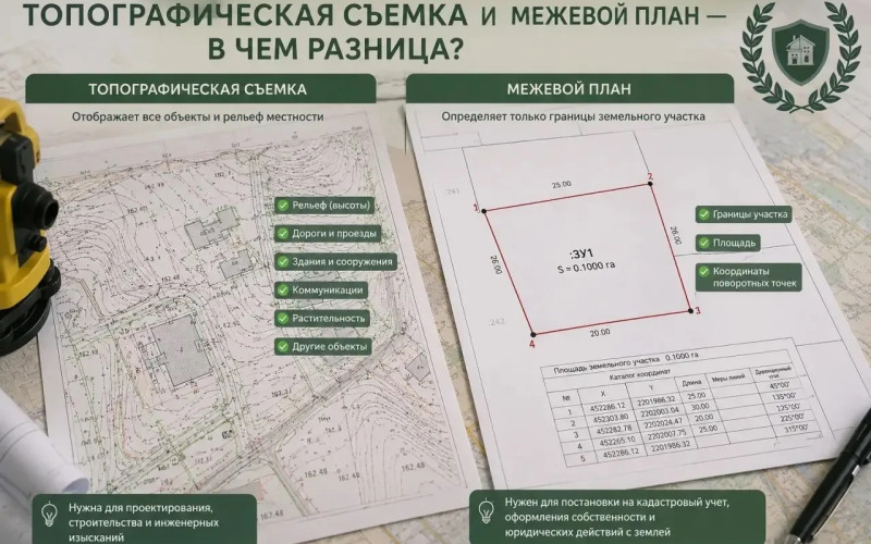 Топографическая съемка и межевой план — в чем разница?